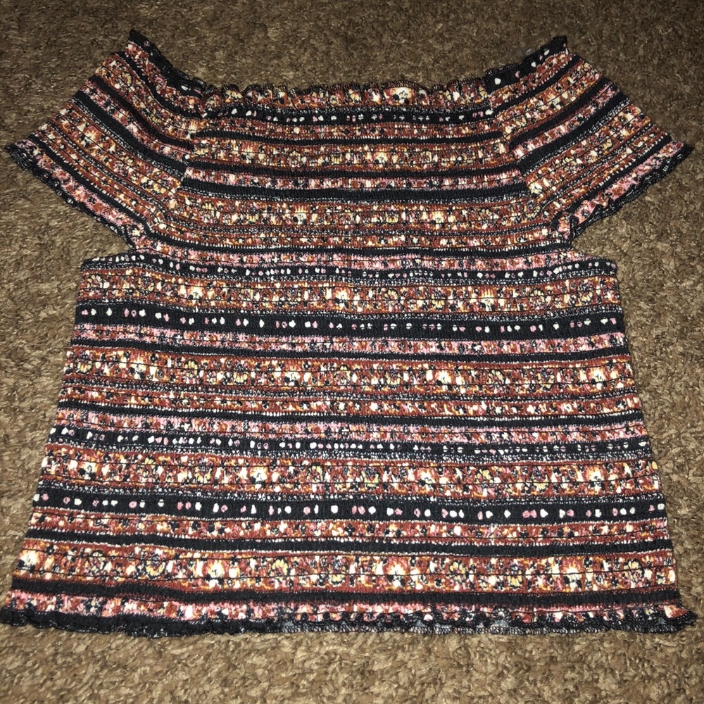 Cropped peasant top